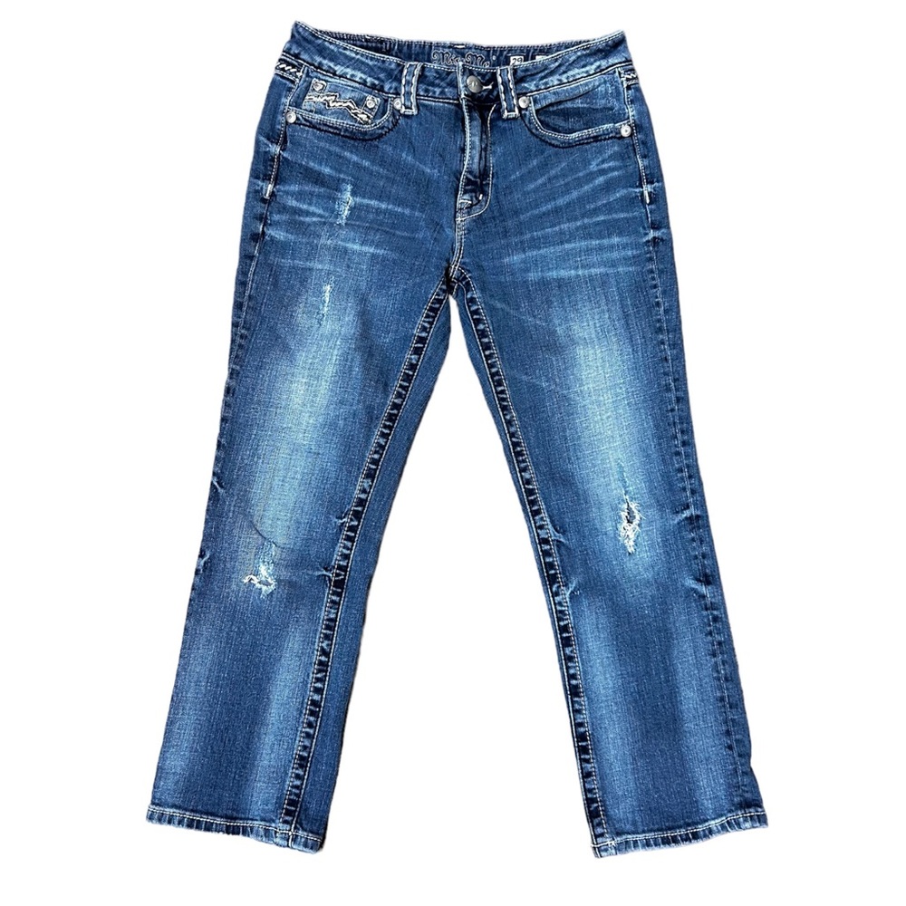 MISS ME Boyfriend Capri JB1043P Jeans. Distressed. Blue size 29